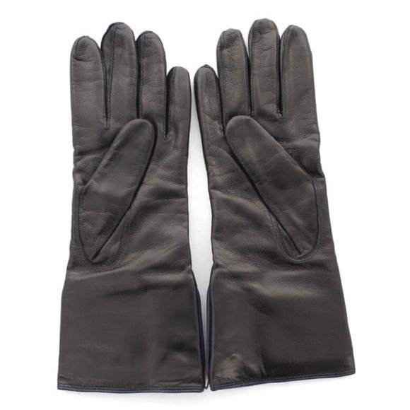 Coach Black Leather Gloves, Gold Triple Turnlock, Cashmere Lined, MSRP $168 - Picture 3 of 3